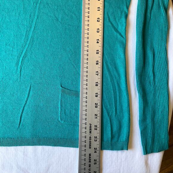 Ann Taylor LOFT Women Blouse (size XXS) Fits like size S Long Sleeve Knit Green - Picture 3 of 6